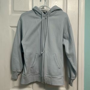Aritzia TNA Cozy Fleece Boyfriend Zip up Hoodie in Blue